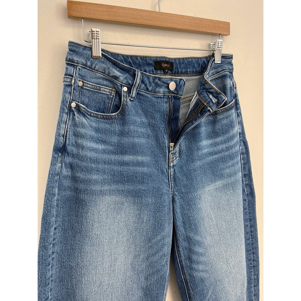 Quince Bella Stretch Barrel Jeans High Rise Atlantic Blue Organic Cotton Size 29 - Picture 7 of 11